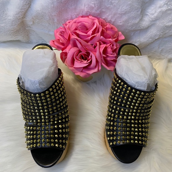 Steve Madden Luccious Black Multi Mule Wedges - Picture 2 of 16